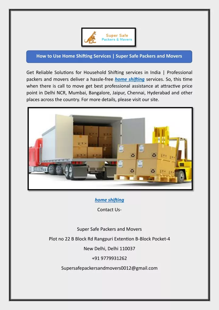 Ppt How To Use Home Shifting Services Super Safe Packers And Movers