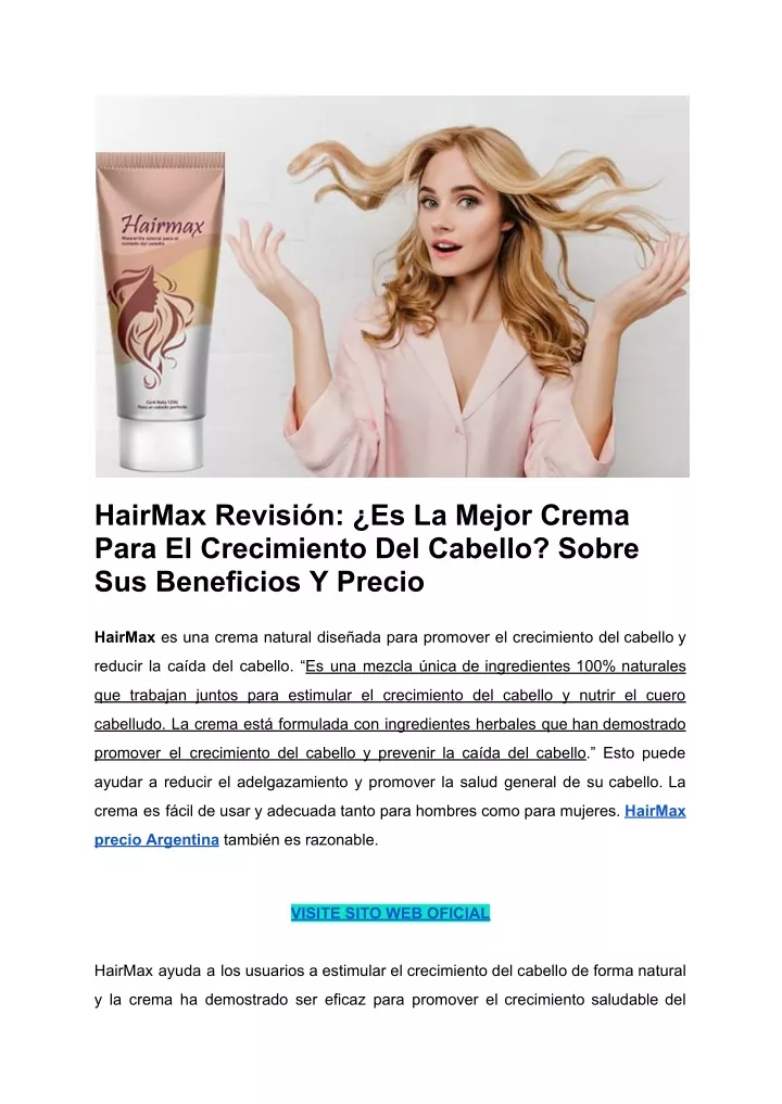 PPT HairMax Revisión Es La Mejor Crema Para El Crecimiento Del