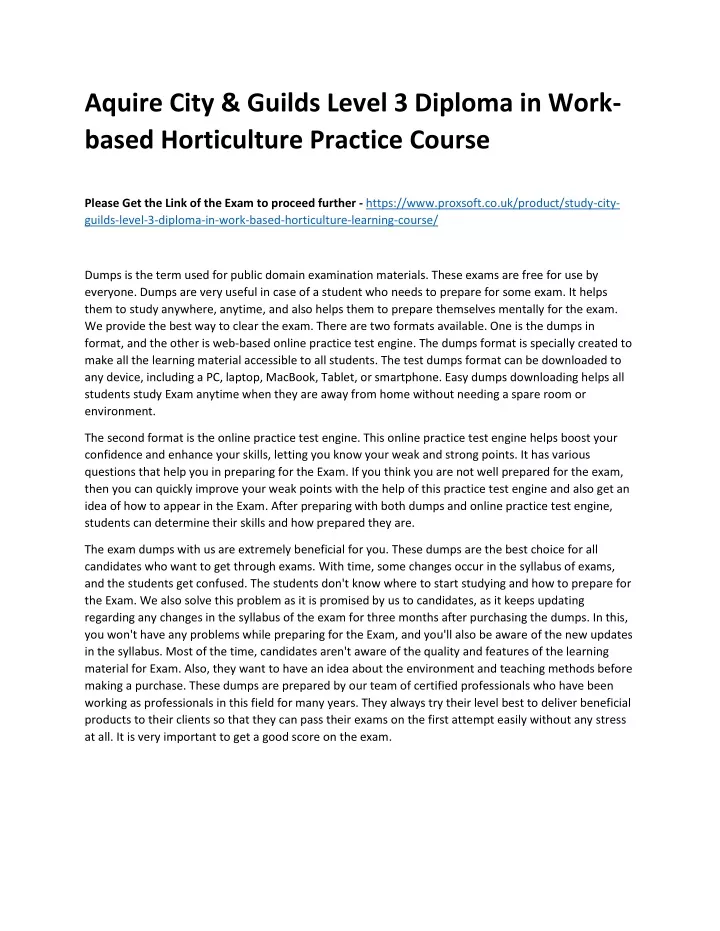 PPT Aquire City Guilds Level 3 Diploma In Work Based Horticulture