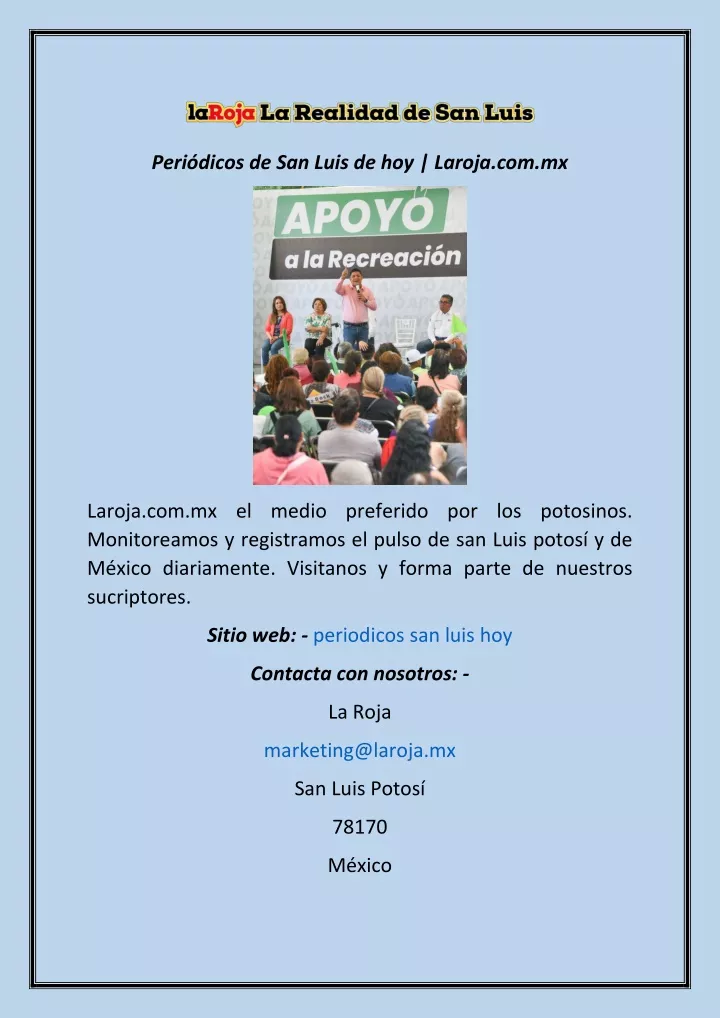 PPT Periódicos de San Luis de hoy Laroja mx PowerPoint