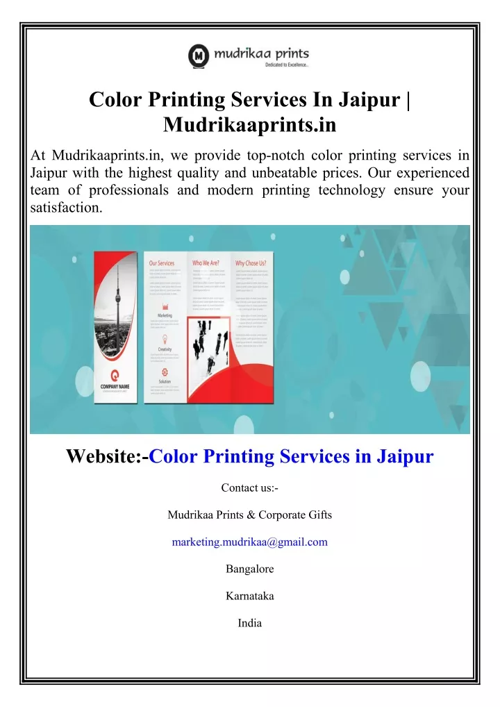 Ppt Color Printing Services In Jaipur Mudrikaaprints In Powerpoint