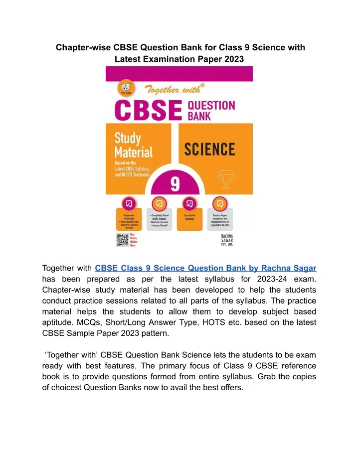 PPT Buy Now Best CBSE Question Bank For Class 9 Science For 2023 24