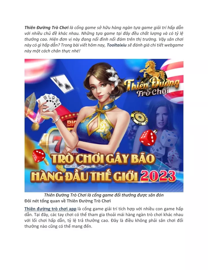 Ppt Thien Duong Tro Choi Cong Game Dinh Cao Hang Dau