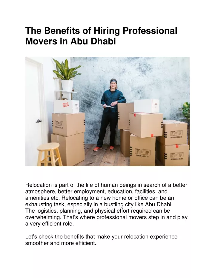 Ppt The Benefits Of Hiring Professional Movers In Abu Dhabi