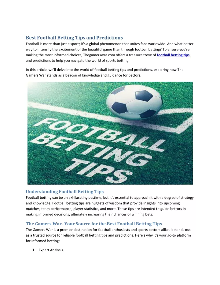 Ppt Best Football Betting Tips And Predictions Powerpoint