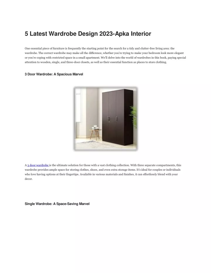 PPT 5 Latest Wardrobe Design 2023 Apka Interior PowerPoint