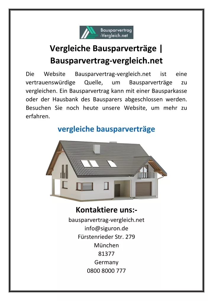 PPT Vergleiche Bausparverträge Bausparvertrag vergleich net