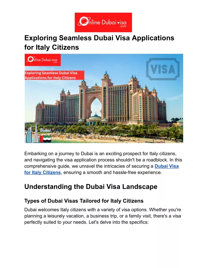 PPT Exploring Seamless Dubai Visa Applications For Italy Citizens