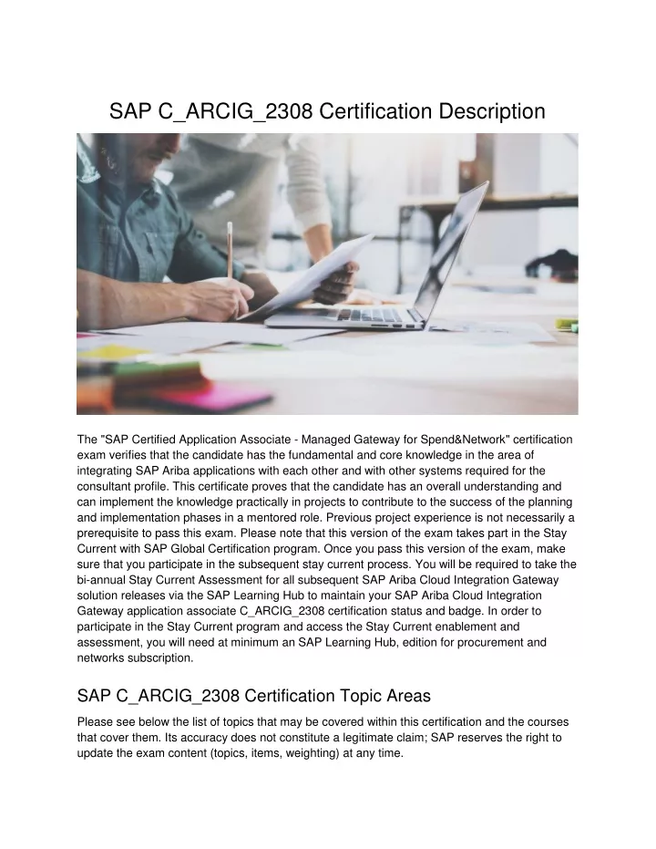 Ppt Sap C Arcig Certification Description Powerpoint