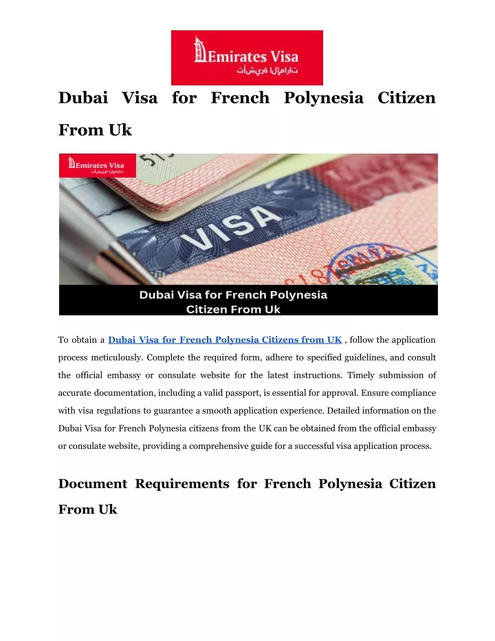 PPT Dubai Visa For French Polynesia Citizen From Uk PowerPoint