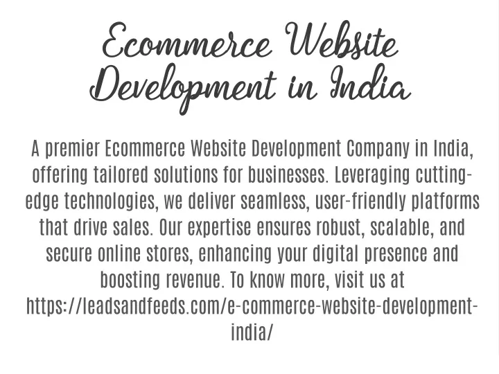 Ppt Ecommerce Website Development In India Powerpoint Presentation