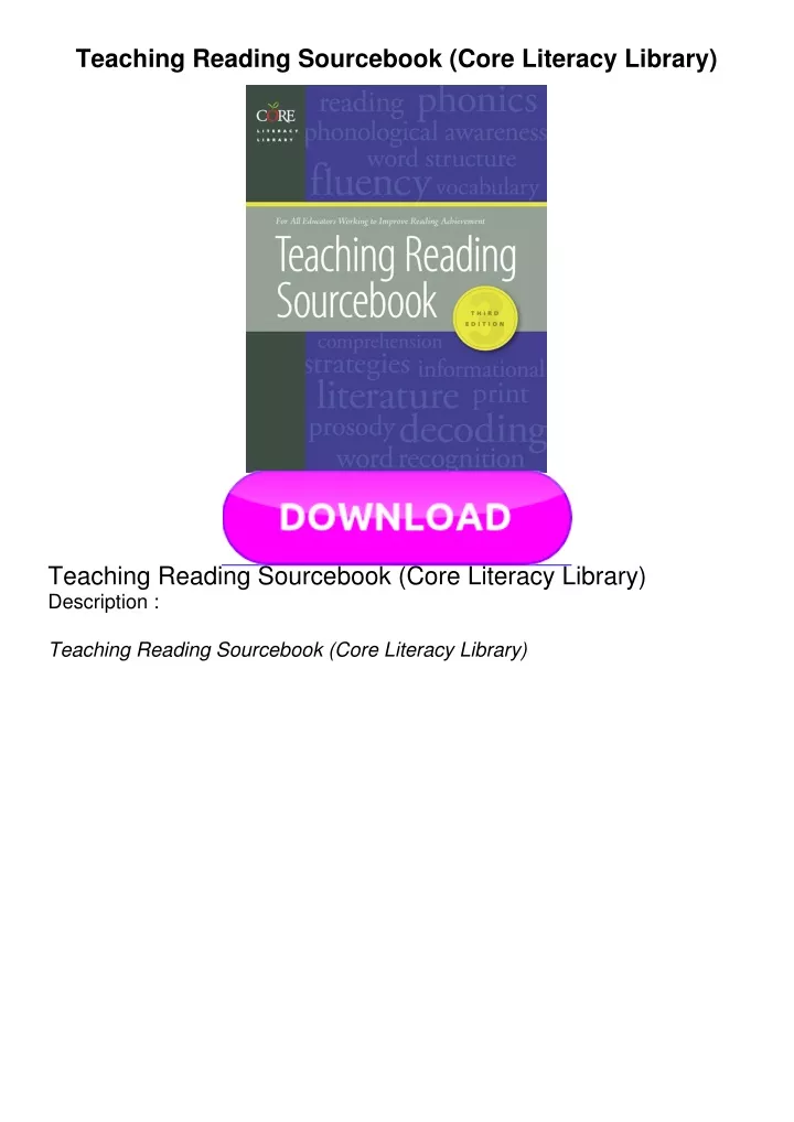 Ppt Ebook Teaching Reading Sourcebook Core Literacy Library