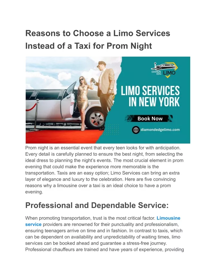 Ppt Reasons To Choose A Limo Services Instead Of A Taxi For Prom