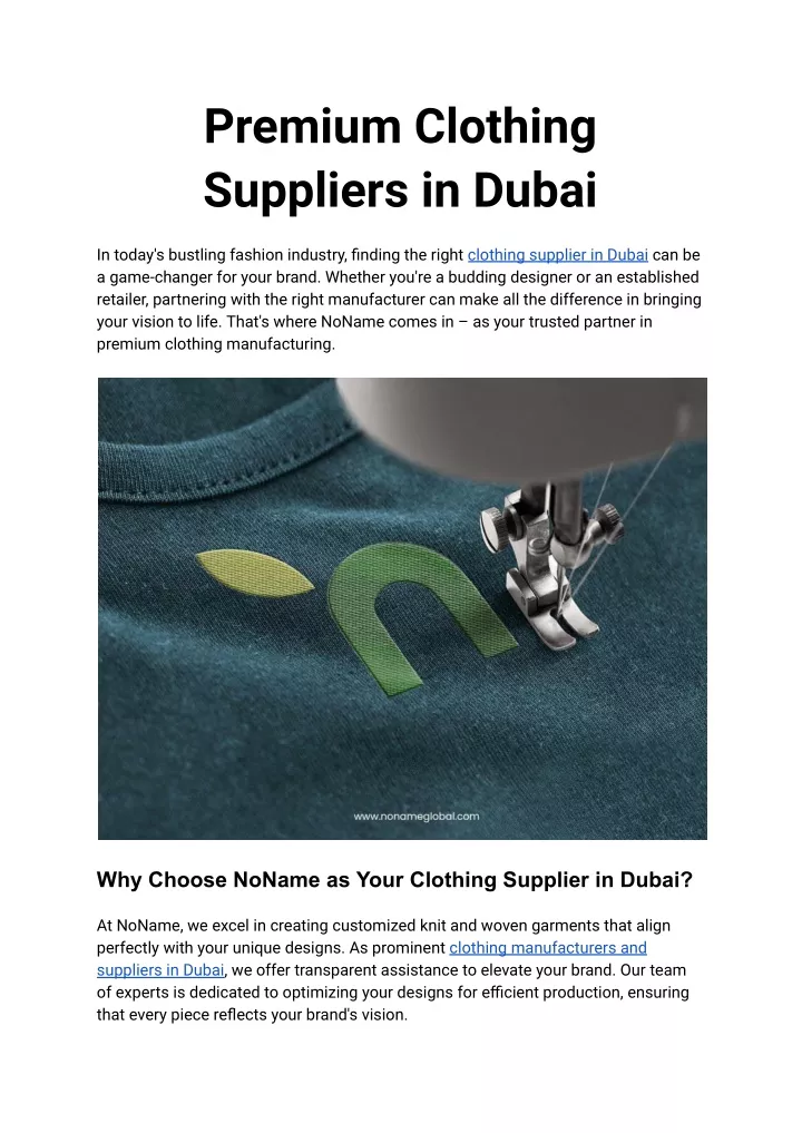 Ppt Premium Clothing Suppliers In Dubai Powerpoint Presentation Free