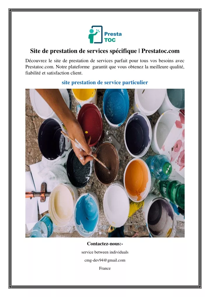 PPT Site de prestation de services spécifique Prestatoc PowerPoint