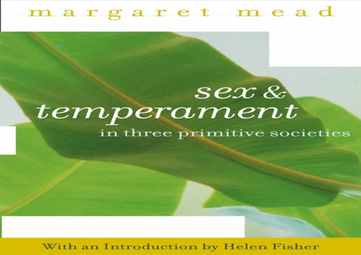 PPT Read Ebook PDF Sex And Temperament In Three Primitive