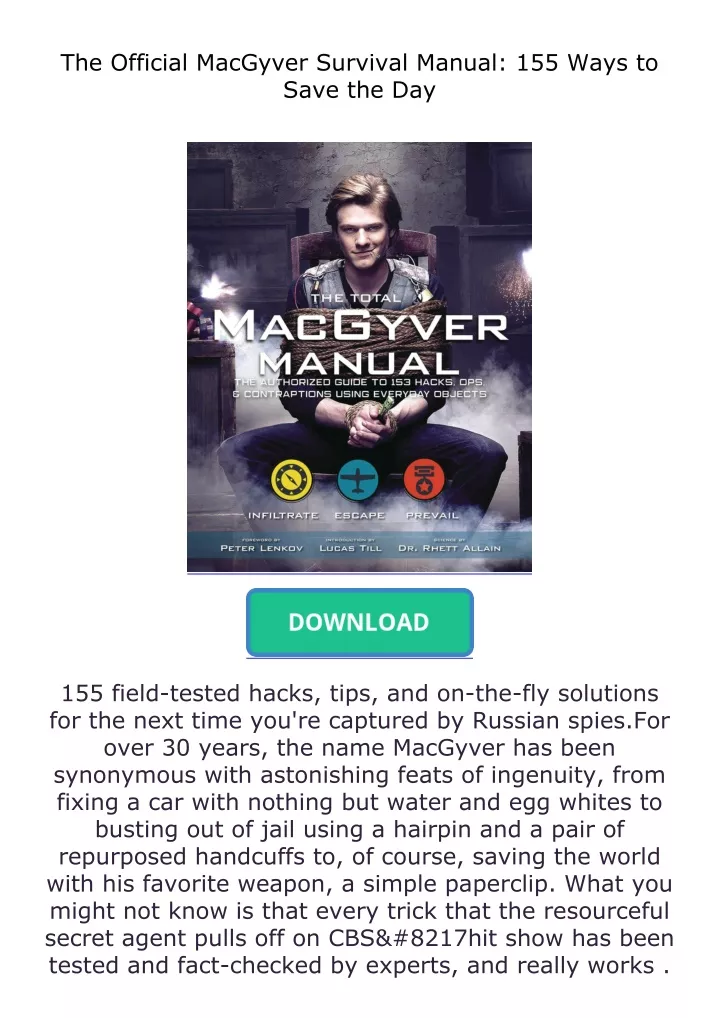 PPT Read Pdf The Official MacGyver Survival Manual 155 Ways