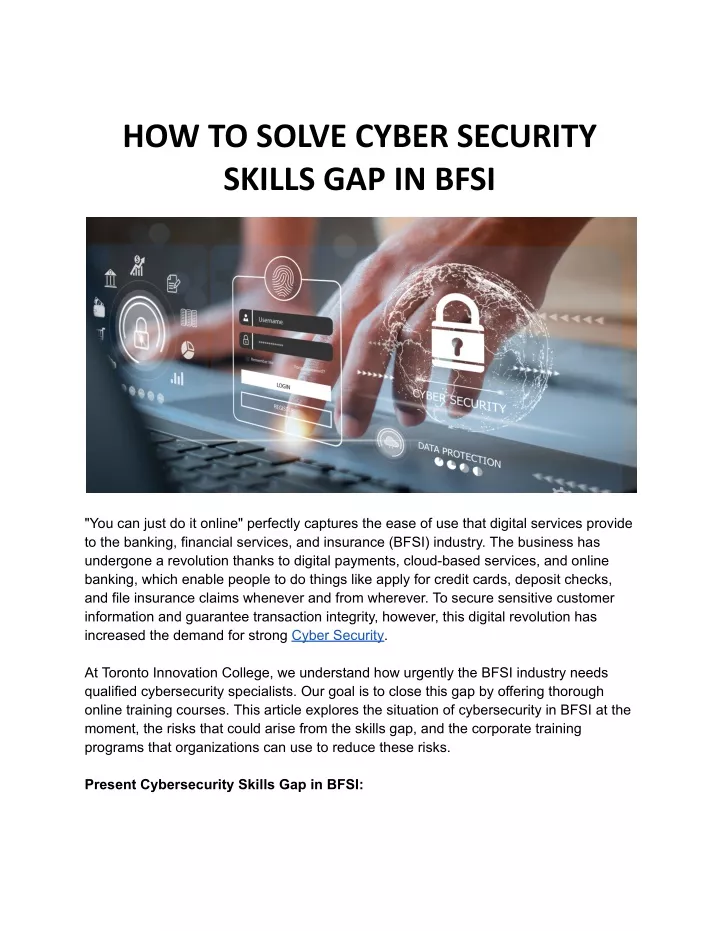 PPT HOW TO SOLVE CYBER SECURITY SKILLS GAP IN BFSI PowerPoint