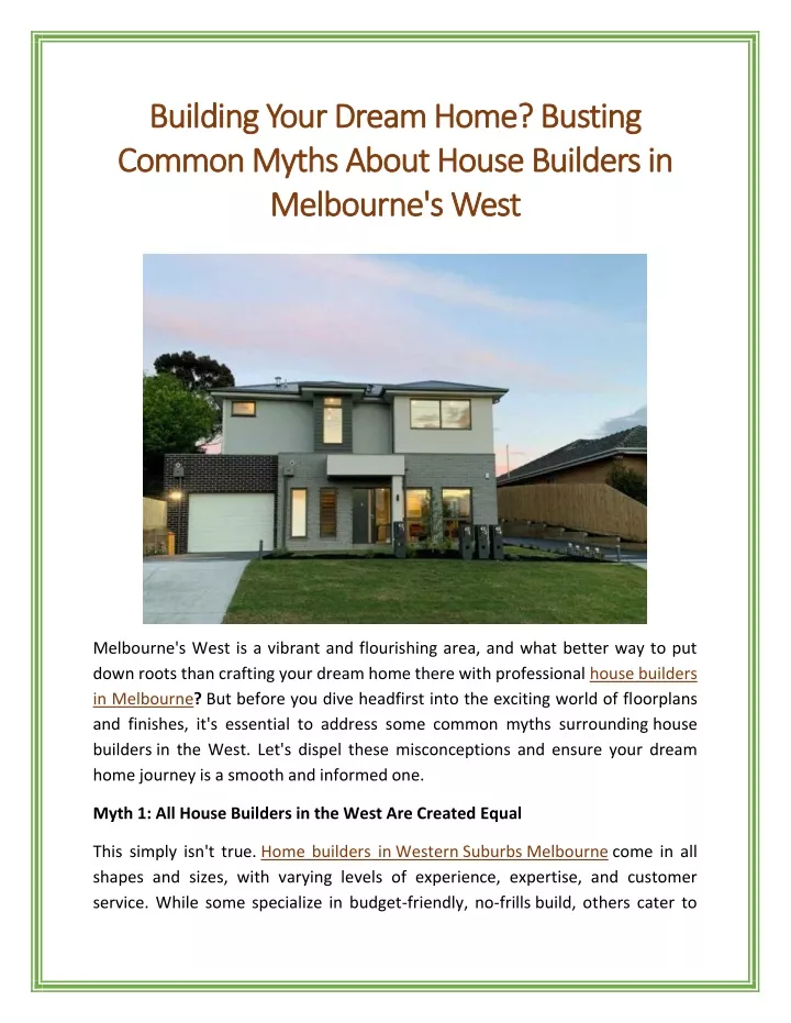 PPT Building Your Dream Home Busting Common Myths About House