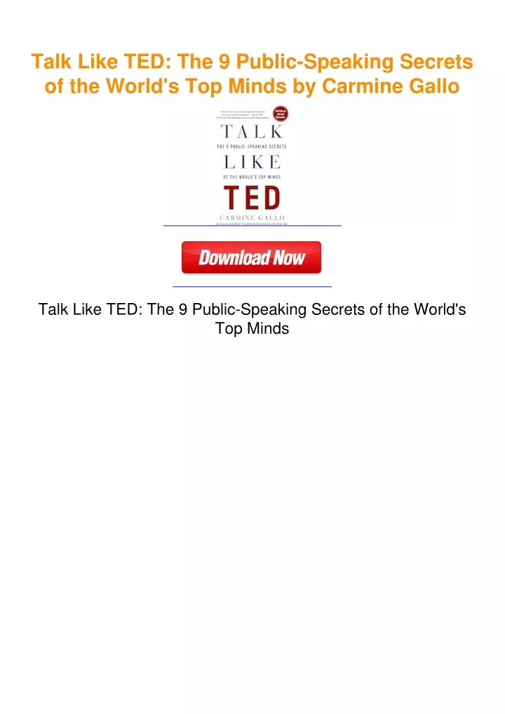 PPT Talk Like TED The 9 Public Speaking Secrets Of The World S Top