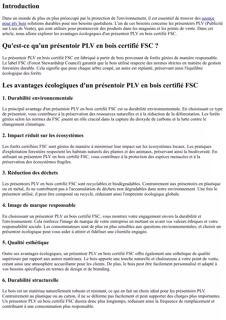 Ppt Les Avantages Cologiques D Un Pr Sentoir Plv En Bois Certifi