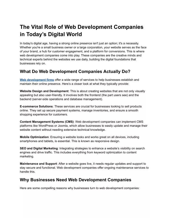 PPT The Vital Role Of Web Development Companies In Todays Digital