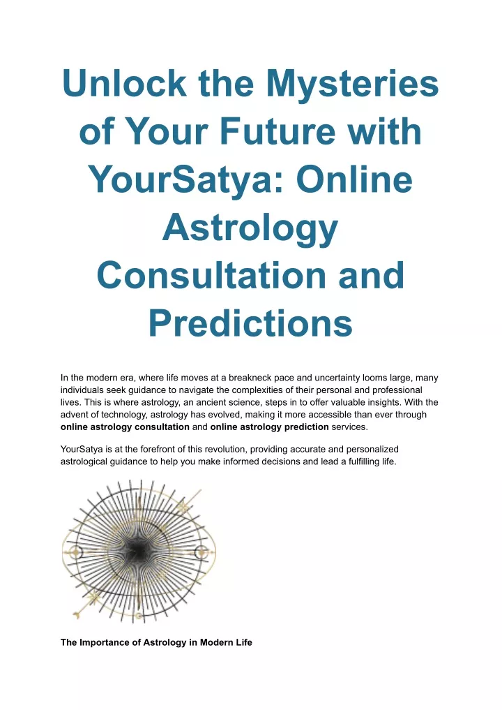 PPT Unlock The Mysteries Of Your Future With YourSatya Online