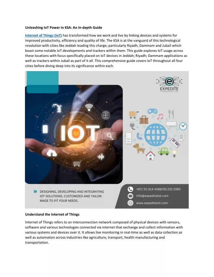 PPT Unlocking The Potential Of IoT In The KSA PowerPoint Presentation