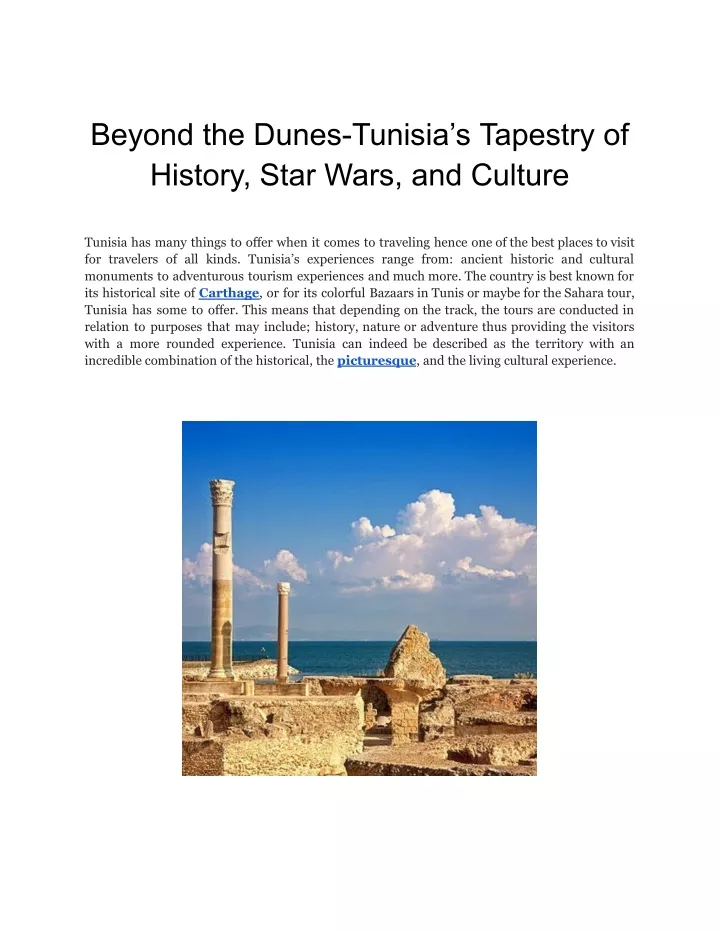 Ppt Beyond The Dunes Tunisias Tapestry Of History Star Wars And