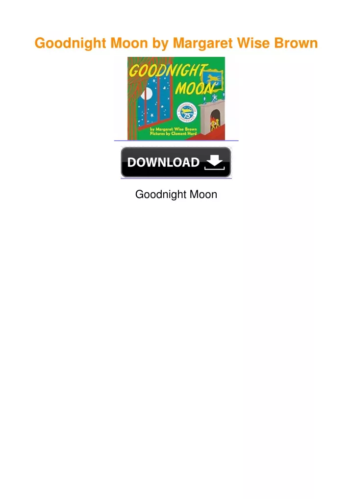 PPT Goodnight Moon By Margaret Wise Brown PowerPoint Presentation