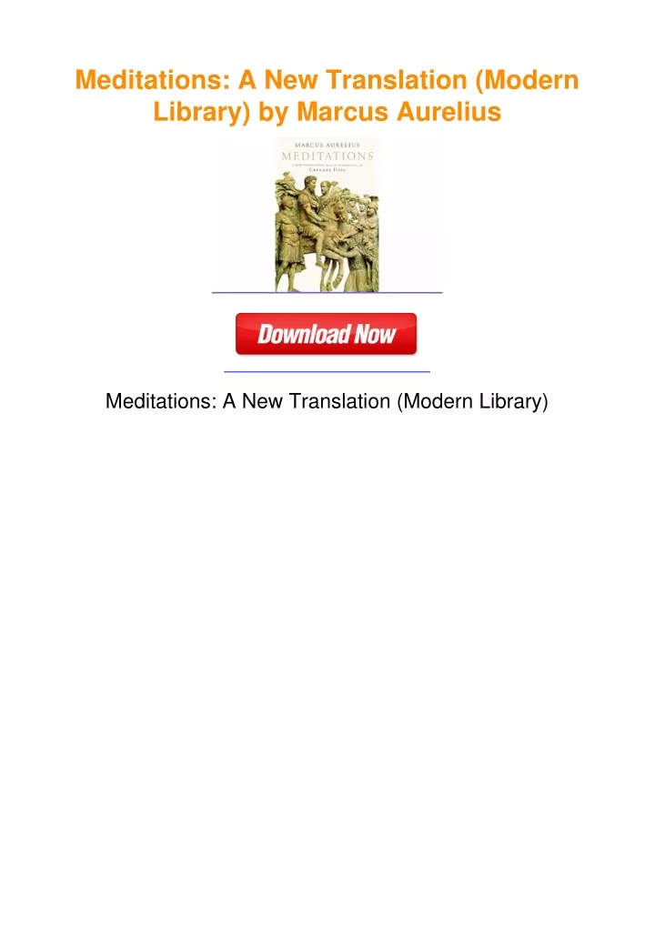 PPT Meditations A New Translation Modern Library By Marcus