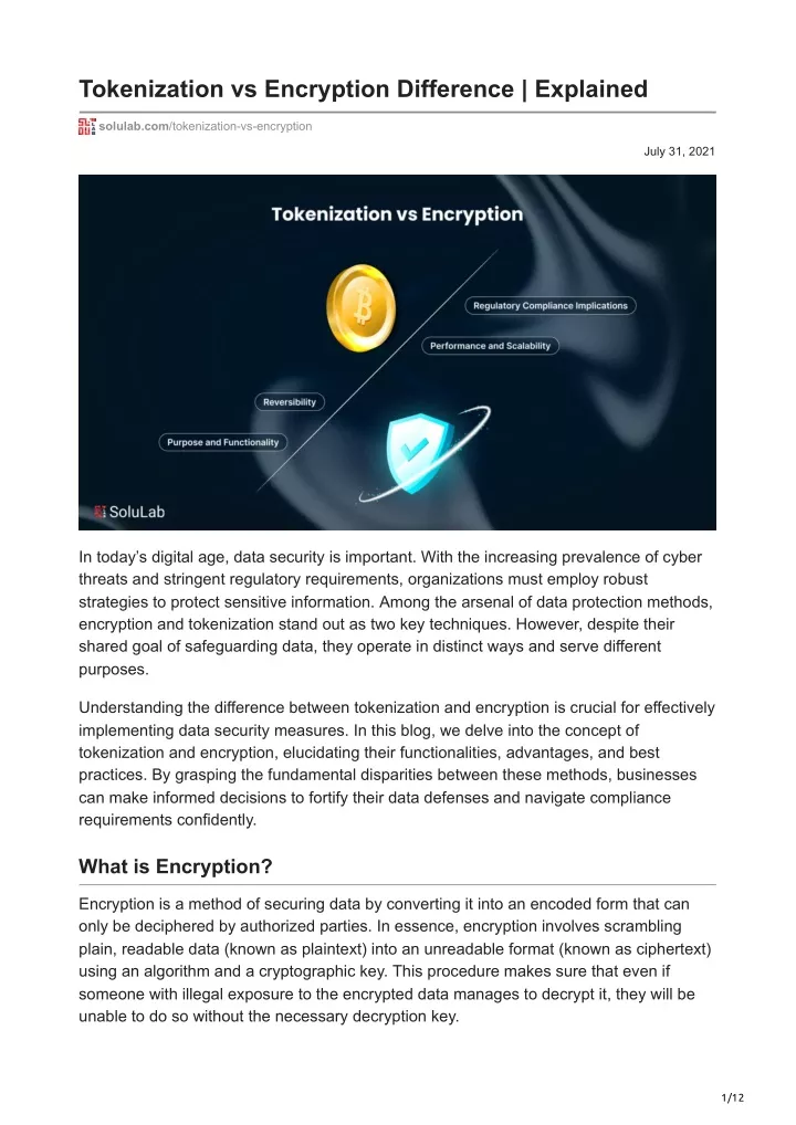 PPT Tokenization Vs Encryption Difference Explained PowerPoint