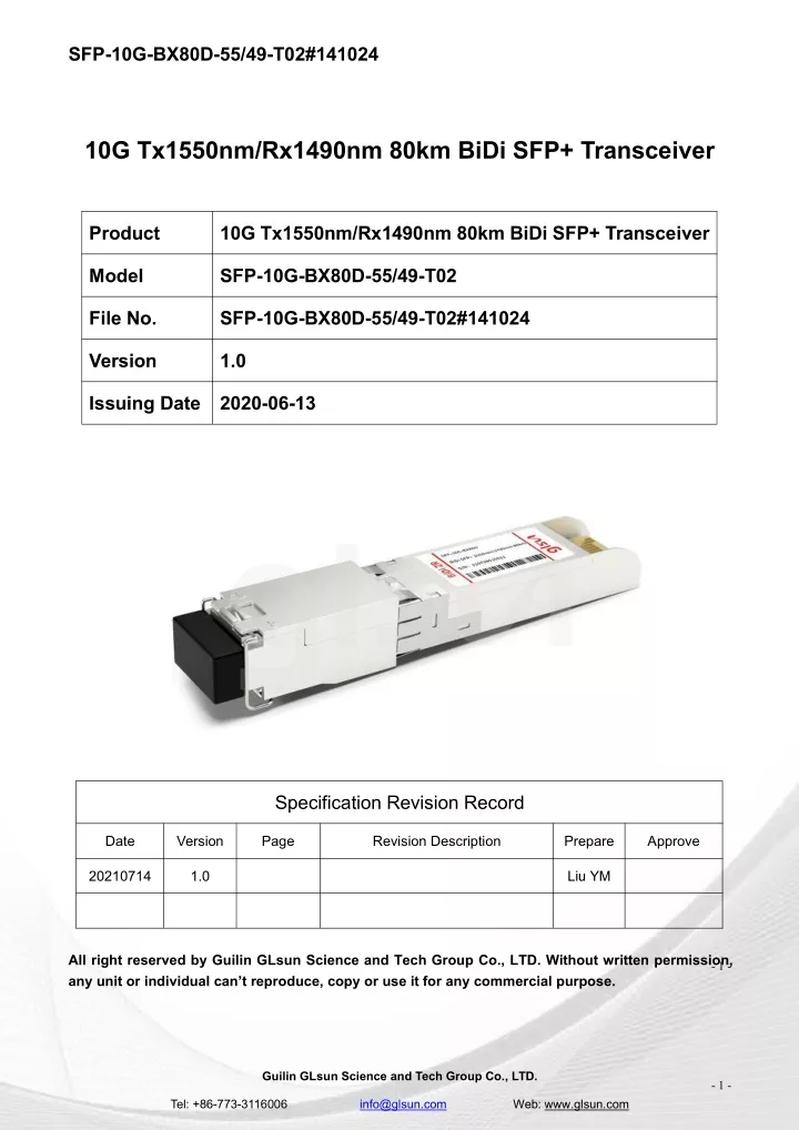 sfp 10g bx80d 55 49 t02 141024