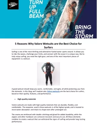 5 Reasons Why Valore Wetsuits are the Best Choice for Surfers