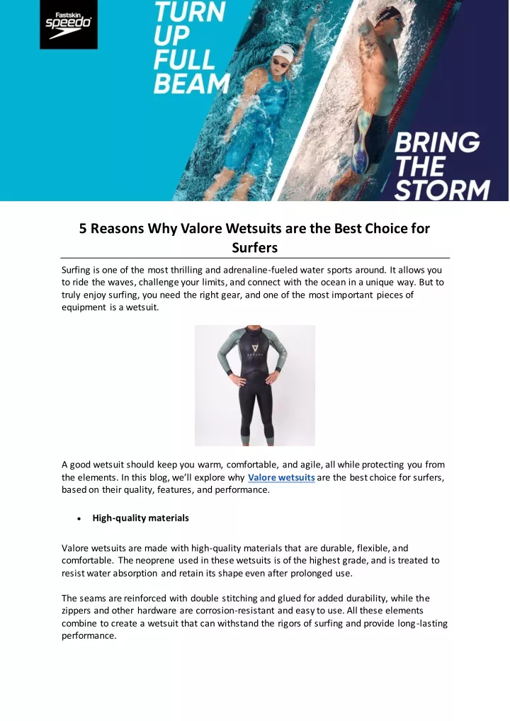 5 reasons why valore wetsuits are the best choice