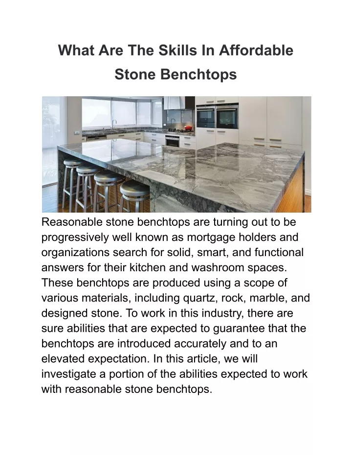 what are the skills in affordable stone benchtops