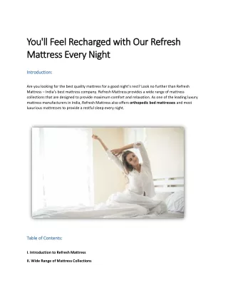 You'll Feel Recharged with Our Refresh Mattress Every Night