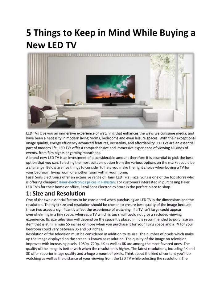 5 things to keep in mind while buying a new led tv