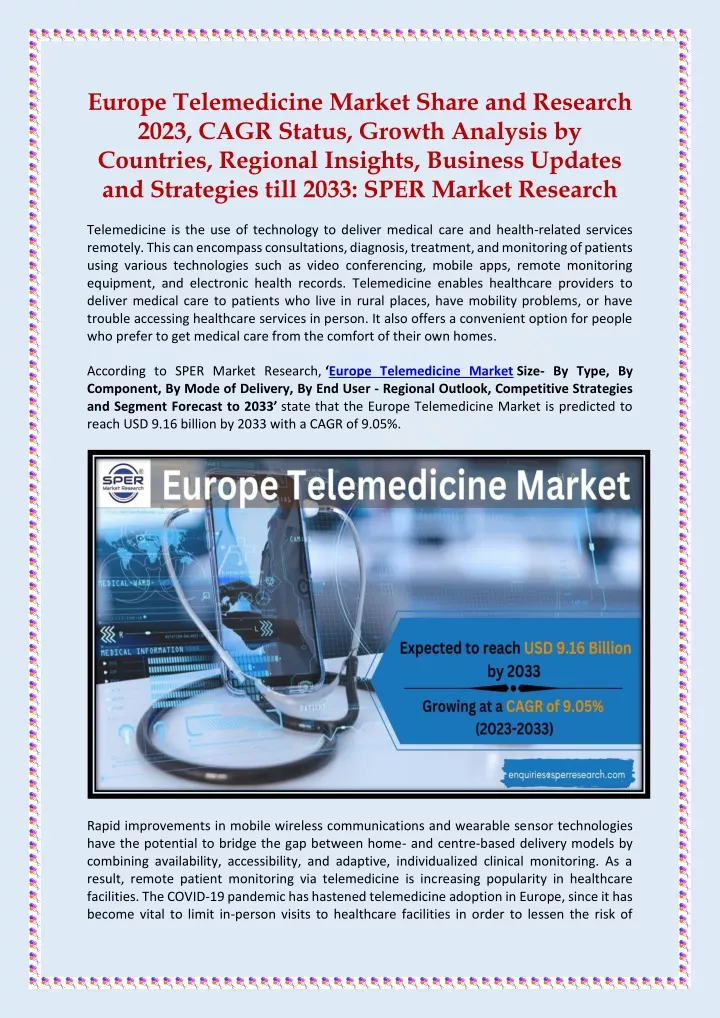 europe telemedicine market share and research