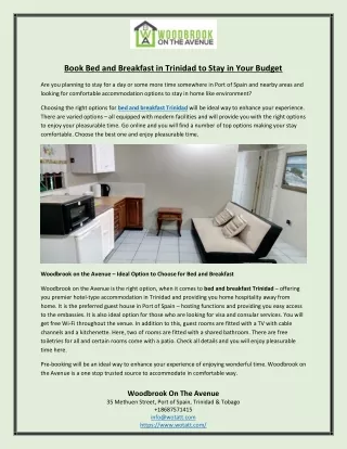 Book Bed and Breakfast in Trinidad to Stay in Your Budget