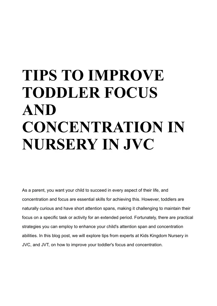 tips to improve toddler focus and concentration