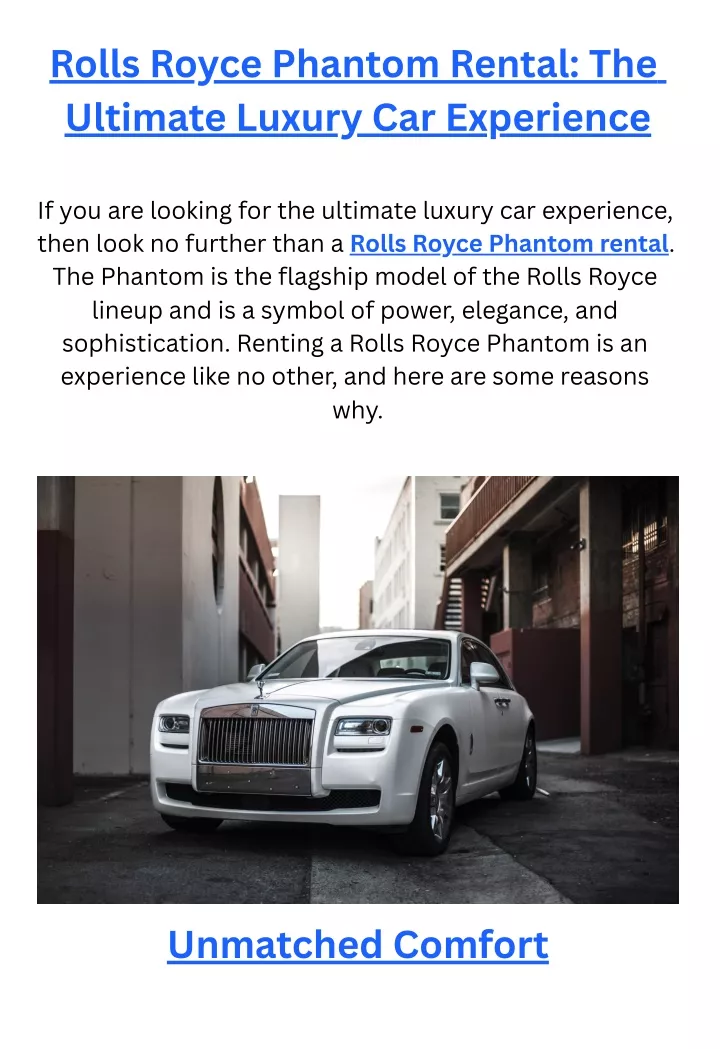 rolls royce phantom rental the ultimate luxury