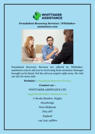 fraudulent recovery services whittaker assistance