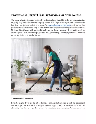 Professional Carpet Cleaning Services for Your Needs_