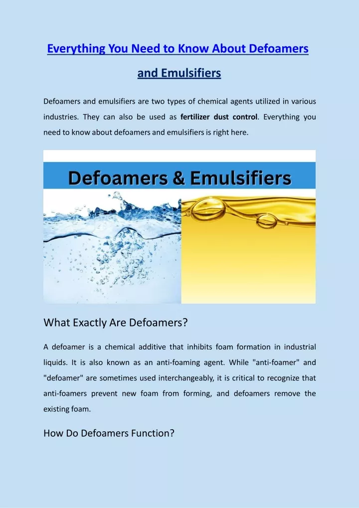 everything you need to know about defoamers