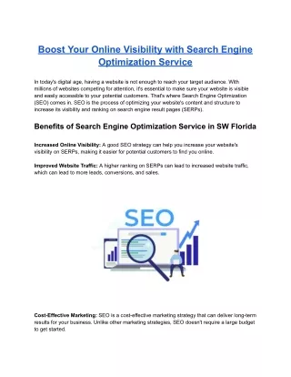 boost your online visibility with search engine