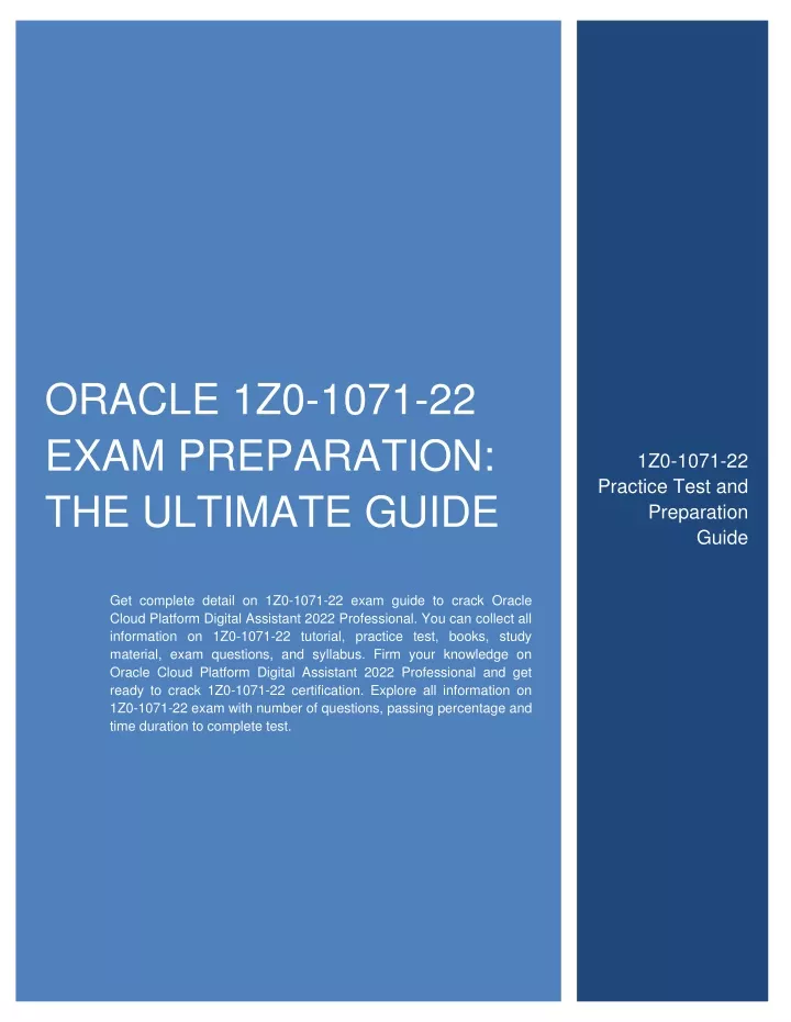 oracle 1z0 1071 22 exam preparation the ultimate