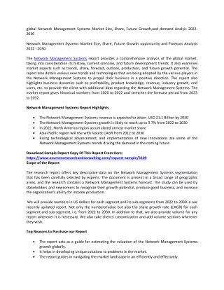 Network Management Systems Market Size, Share, Future Growth opportunity and For