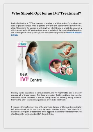Who Should Opt for an IVF Treatment