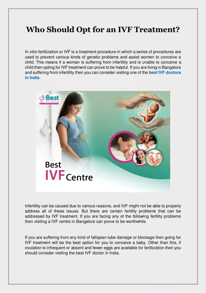 who should opt for an ivf treatment